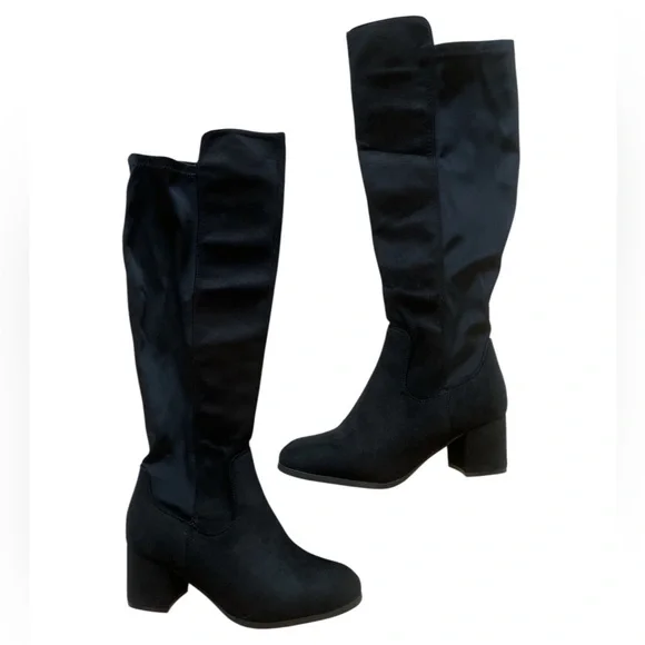 Black Knee high faux suede boots, size 7 - Picture 10 of 11